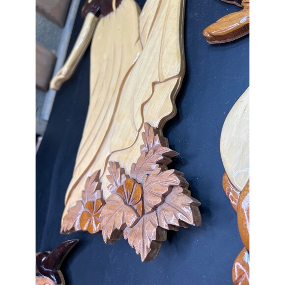 RARE Vintage Disney Snow White & Seven Dwarfs Wooden Nursery Wall Hanging Set - Picture 4 of 10